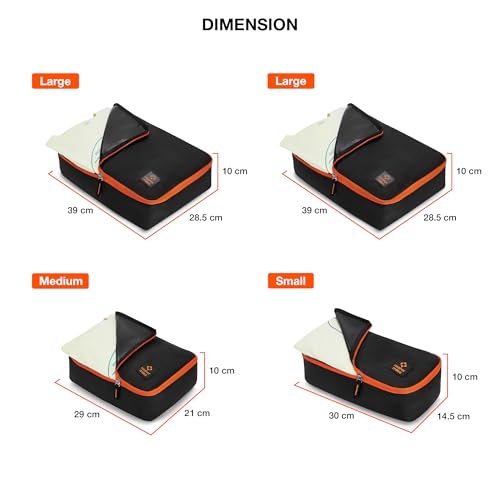 Image of Nasher Miles Packing Cube Set of 4 | Polyester Luggage Travel Organizer for Clothes, Shoes & Accessories (Black)