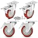 4" Swivel Rubber Caster Wheels with Safety Dual Locking Heavy Duty 1200lbs Casters Set of 4 with Brake