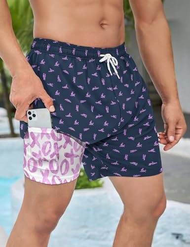 Tasneem Mens Swim Trunks with Compression Liner Swim Shorts 5 Inch Inseam Quick Dry Mens Bathing Suit3