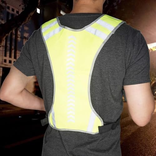Nokwocy Reflektierende Weste, Reflektierende Laufweste mit Tasche für Damen, Herren & Kinder – Sicherheitsweste für Nacht-Radfahren, Laufen, Gehen & Joggen (1PC)
