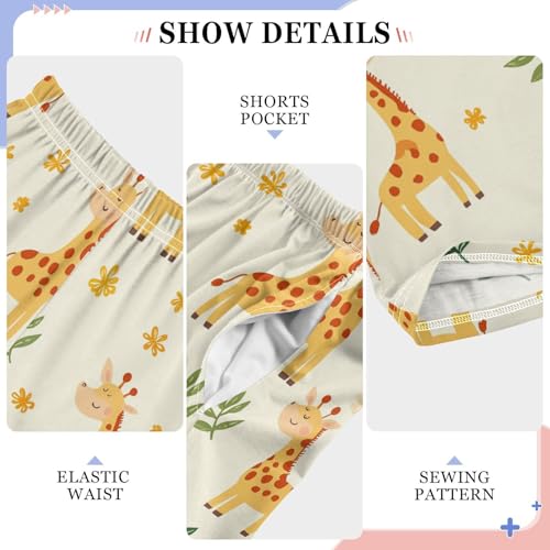 Giraffe and Leaf Boys Pants Boys Athletic Pants Long Pant for Boywith Pockets Wide-Leg Size 6-14Y4