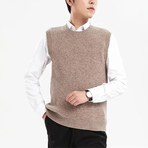 Men’S Thickened O-Neck Knitted Sweater Vest Soft Wool Fleece Cotton Blend Sleeveless Pullover Tank Top3