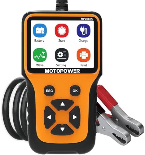 MOTOPOWER MP0515A 12V Car Battery Tester Automotive 100-2000 CCA Battery Load Tester Auto Cranking and Charging System Tester
