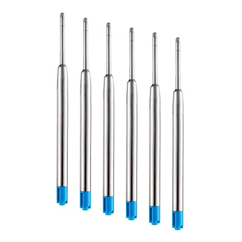 6 pack - TikiPen BLUE Parker Compatible Ballpoint Pen Refills. Smooth Writing German Ink and 1mm Medium Tip (Parker 6, Blue)