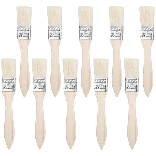 10PCS Paint Brush 1 Inch Paint Brushes with Natural Bristle Wooden Paint-Brush Set for Stain Varnish Glue Composite Wall and Home DIY Small Paintbrushes for Walls and Furniture