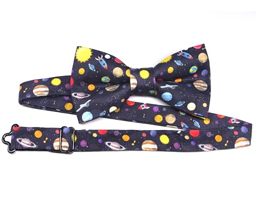 Image of Colorful Fun Pattern Pre-Tied Bow Tie Mens Floral Space Adjustable Bowtie