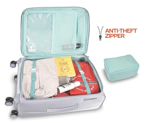 Image of American Tourister Philly TSA Soft-Sided Suitcase 8 Wheels |Anti-Theft Zippers| Luggage Trolley (Grey, Large 82 cm)