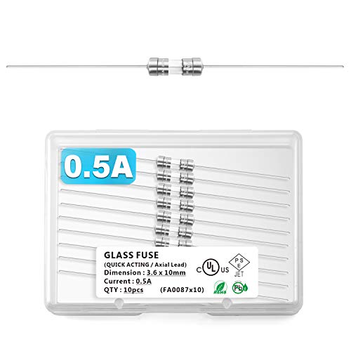 Chanzon(Pack Of 10Pcs) Ul Listed 3.6X10Mm 0.5A 250V/125V 0.5 Amp F500Mal Agc Glass Fuses Fast Blow Cartridge Tube Fuse Tinned Axial Leaded F0.5Al250V 125 V / 250 V 10Pieces #TOP15