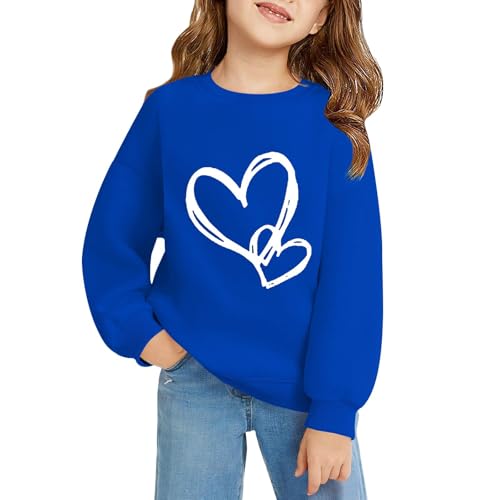 Girls Fall Sweatshirts Crewneck Oversized Graphic Long Sleeve Pullover Tops Preppy Heart Print Cute Loose Clothes2