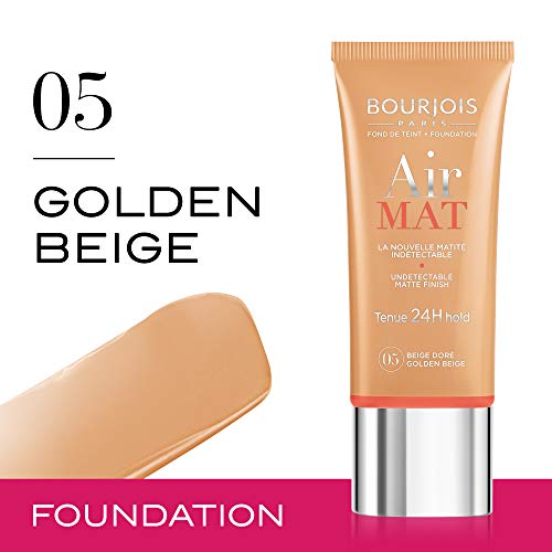 Bourjois Air Mat Undetectable Matte Finish 24H Foundation For Women, 05 Golden Beige, 1 Ounce #TOP1