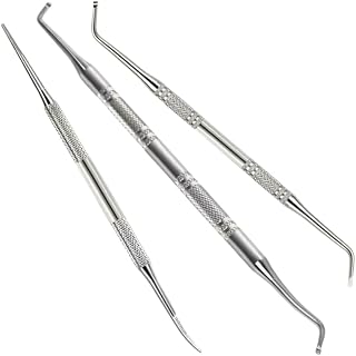 3PCS ouble-Ended Ingrown Toenail Removal Tool - Curved Nail Digger Spoon & Cuticle Cleaner File, Pedicure Manicure Kit, Silver