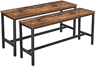 VASAGLE ALINRU Table Benches, Pair of 2, Industrial Style Indoor Benches, 42.5 x