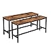 VASAGLE ALINRU Table Benches, Pair of 2, Industrial Style Indoor Benches, 42.5 x 12.8 x 19.7 Inches, Durable Metal Frame, for Kitchen, Dining Room, Living Room, Rustic Brown UKTB33X