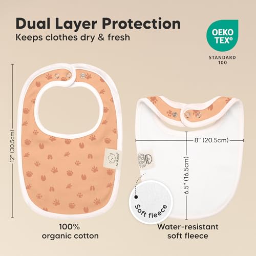 Image of 8-Pack Organic Baby Bibs for Boys, Girls - Soft Cotton Drooling and Teething Bibs for Baby Girl & Boy, Extra Absorbent, Easy To Clean & Put On for Toddler, Newborn, Infant 0-24 Months (Wilderness)