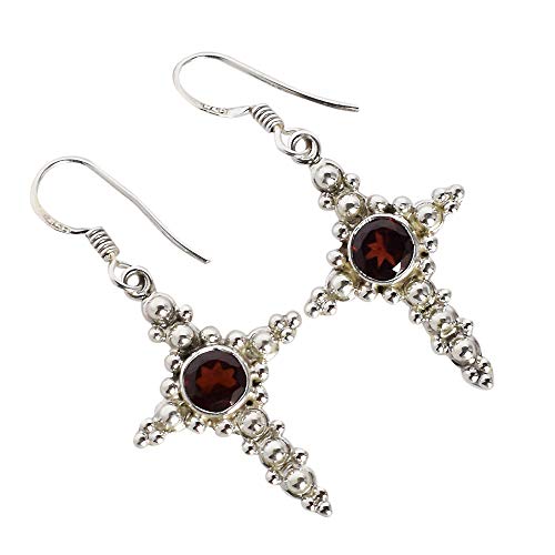 Boucles d'oreilles grenat rouge et argent sterling pour illuminer vos tenues