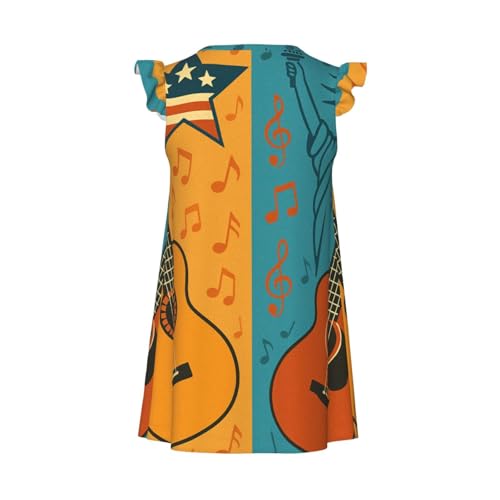 Augenstern Flutter Sleeve Nightgown Pajama Gown Retro Music Guitar Easy Pull-On Sleepwear Nightdress2