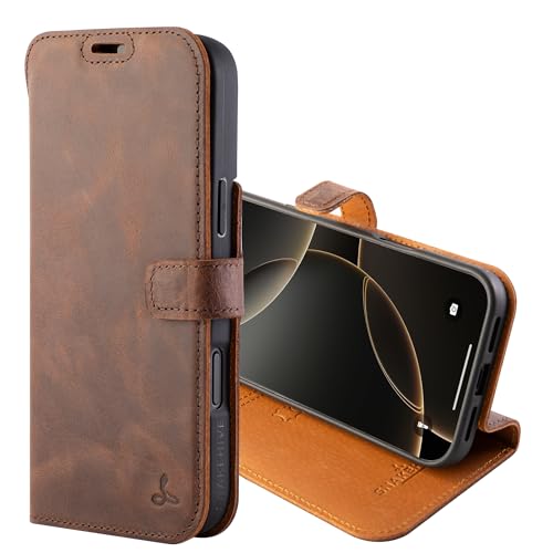 Housse portefeuille iPhone 17 Pro Max Snakehive, étui marron idéal pour le quotidien