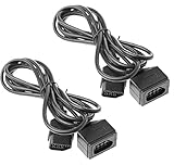 2-Pack Extension Cable Cord for Original Nintendo NES 7P Controller, 1.8M/6FT, Black