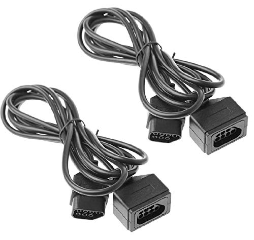 2-Pack Extension Cable Cord for Original Nintendo NES 7P Controller, 1.8M/6FT, Black