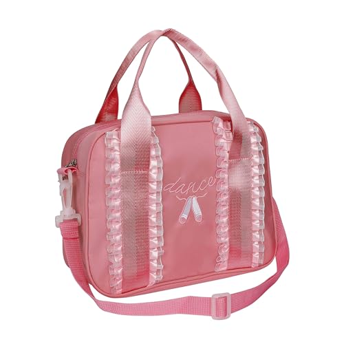 Jesustree Bolsa de Ballet para Niñas, Bolso de Deporte Pequeña Infantil Bolsa de Hombro de Baile, Bolsa de Viaje Escuela Gimnasia Mochila de Ballet Zapato de Baile Bordado Mochila Rosa