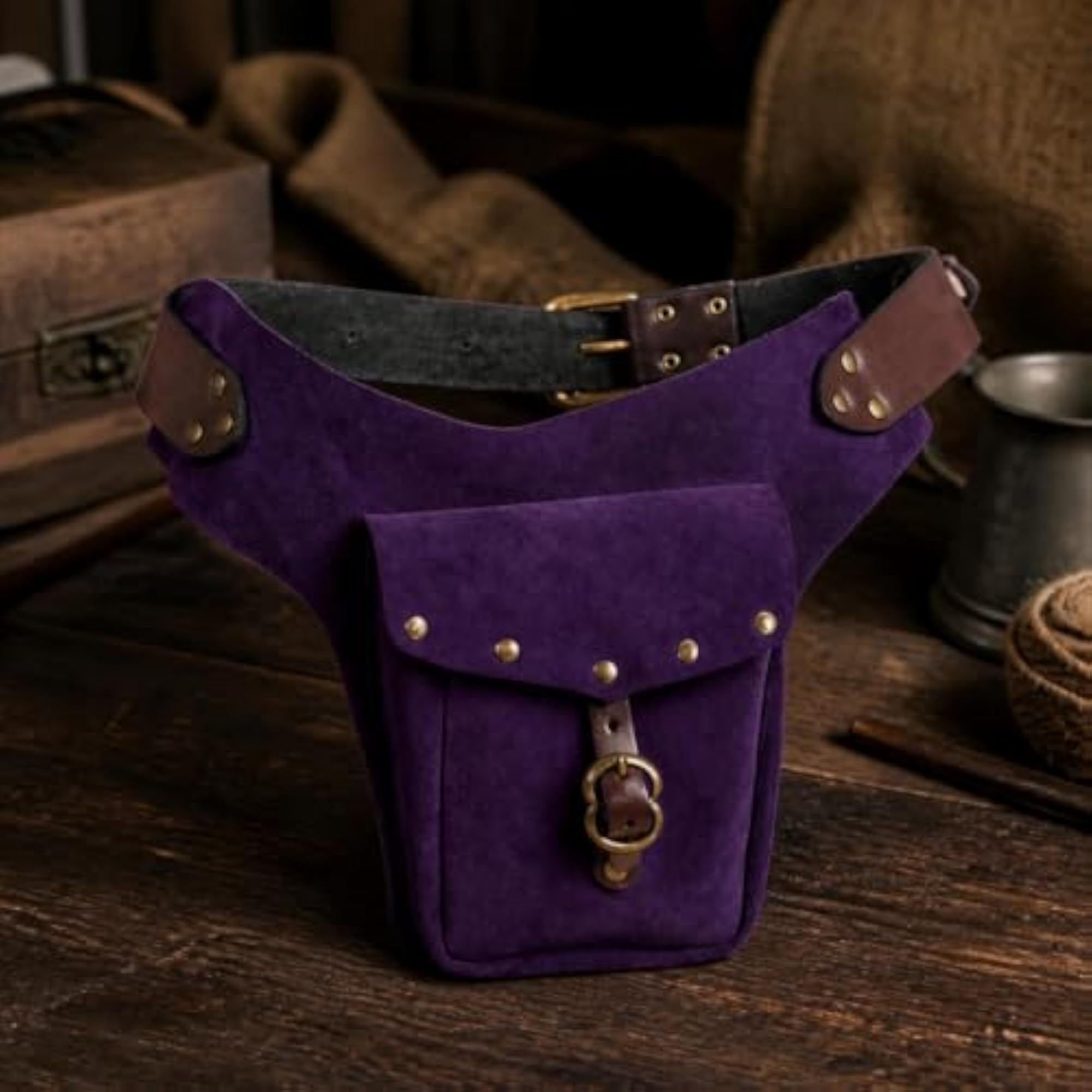 Vintage Medieval Waist Bag with Adjustable Belt