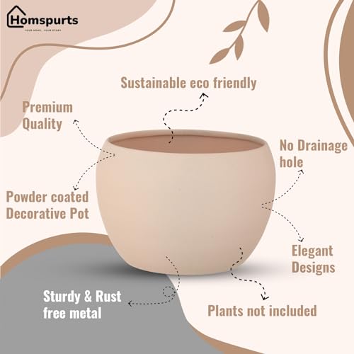 Image of Elegant Cream Matte Finished Tabletop Planters Pots for Plants Flowers, Living Room Drawing Room Balcony Office Decoration Ideas for Plants Set of 3 (Plants not Included)