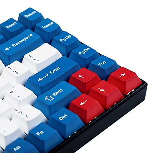 Image of 143 Wailing Dye-Sub Blue White Red Keycaps Thick PBT Cherry Profile Key caps for TKL 61 64 68 75 87 96 104 108 GMMK MX Mechanical Keyboard