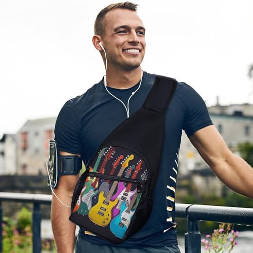 Colorful Guitars Sling Bag Casual Chest Bag Crossbody Shoulder miniatura 3