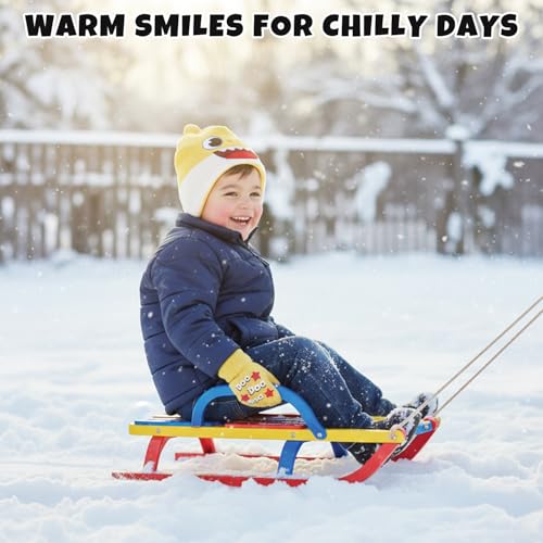 Image of Nickelodeon Boys' Baby Shark Winter Hat and 2 Pairs of Mitten Set (Toddler)