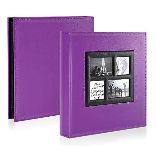 Image of Ywlake Photo Album 4x6 600 Pockets Photos, Extra Large Capacity Family Wedding Picture Albums Holds 600 Horizontal and Vertical Photos Purple