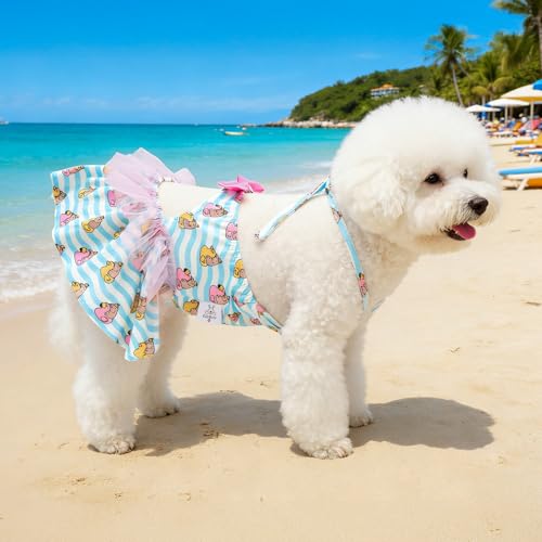 Image of CuteBone One Piece Dog Bikini Swimsuit Dress - Puppy Bathing Suit Costume for Small Dogs - Comfortable & Stylish Pet Clothes for Summer Pool, Beach & Play LTDB11XXS