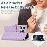 Rosbtib Etui na iPhone 16 Pro Max skórzane etui na zamek błyskawiczny magnetyczne zamknięcie portfel etui z 4 przegródkami na karty funkcja stojaka pokrowiec retro iPhone 16 Pro Max 2024, fioletowe