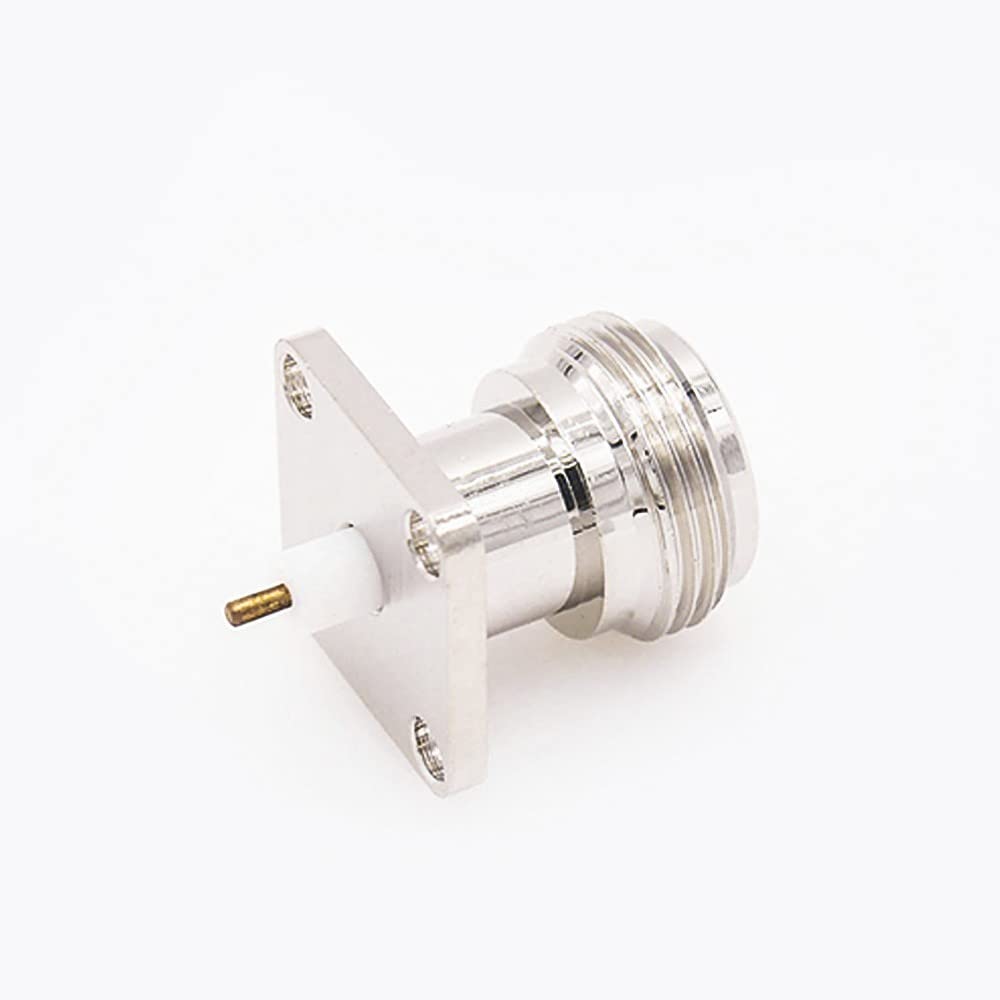 GXMRHWY N Type Connector Panel Mount Female Straight Welding Plate 4 Hole Flange Solder for PCB Mount