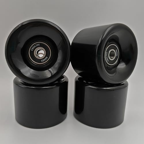 Skateboard Wheels 60mm 92a with Bearings, Set of 4 (Black)