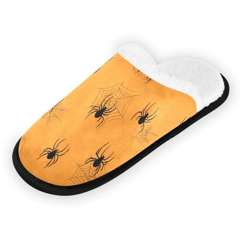 Spiders Cartoon Yellow Slippers For Women Men Soft Memory Foam Non-Slip Halloween Winter Indoor House Shoes Travel Slipper2