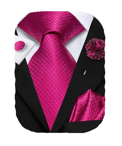 Image of Hi-Tie Men's Silk Ties Formal Woven Classic Necktie Pocket Square Cufflinks Lapel Pin Set Wedding Business