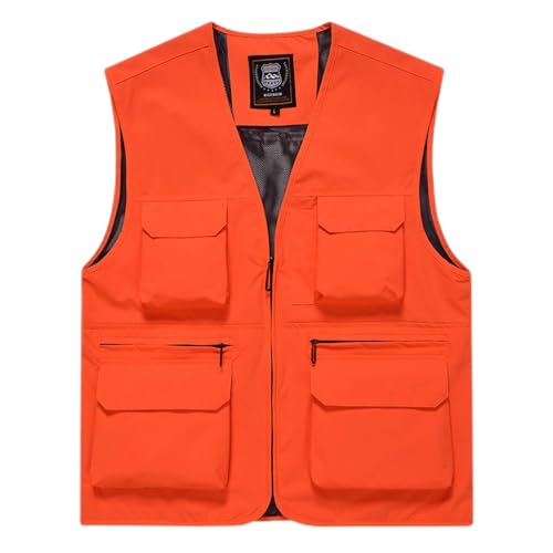 Men's Utility Vest Casual Lightweight Mesh Lined Cargo Vest Jacket with Multi Pockets for Outdoor Fishing Work