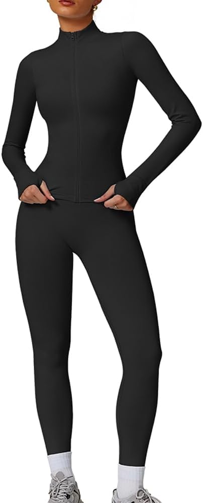 Women’s 2pcs Gym Sets Tracksuit Sweatsuit Yoga Suit Long Sleeve Activewear Zip Up Top Workout Leggings Fitness Clothing Women’s 2pcs Gym Sets Tracksuit Sweatsuit Yoga Suit Long Sleeve Activewear Zip Up Top Workout Leggings Fitness Clothing