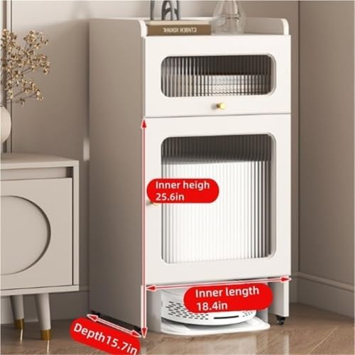 Smart Robot Vacuum Storage Cabinet, Self-Emptying Sweeper Rack with Tempered Glass Door, Compact Organizer for Living Room – Stylish White Design, Space-Saving Solution