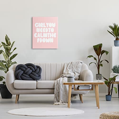 Stupell Industries Girl Calm The F Down Funny Phrase Pink, Designed by Daphne Polselli Canvas Wall Art, 24 x 30, White3
