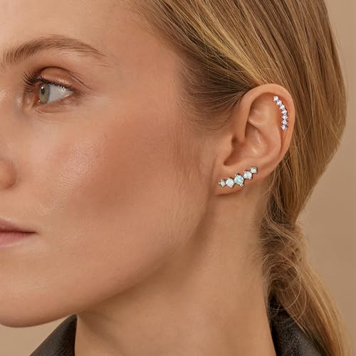 8Pcs 16G Cartilage Earring Stainless Steel Star Flower Opal CZ Helix Earrings Flat Back Cartilage Helix Conch Piercing Jewelry for Women3