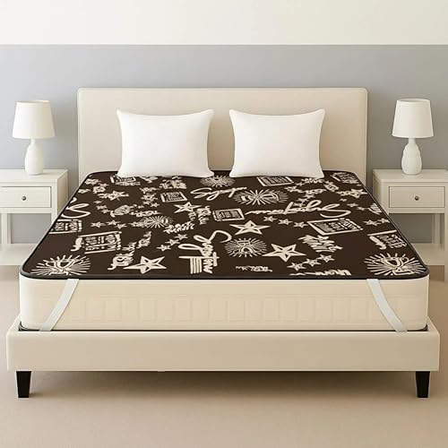 Image of PVC Waterproof Mattress Protector | 100% Waterproof Fitted Bed Cover | Soft, Breathable & Hypoallergenic | Protects Against Spills, Sweat, Dust & Stains | (Signature Coffee, 72 inchx78 inch)