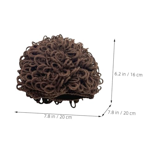 Cute Woolen Yarn Winter Hat for Boys Soft Knitted Cap with Fun Wig Design for Years Warm Headwear for Cold Weather Brown2
