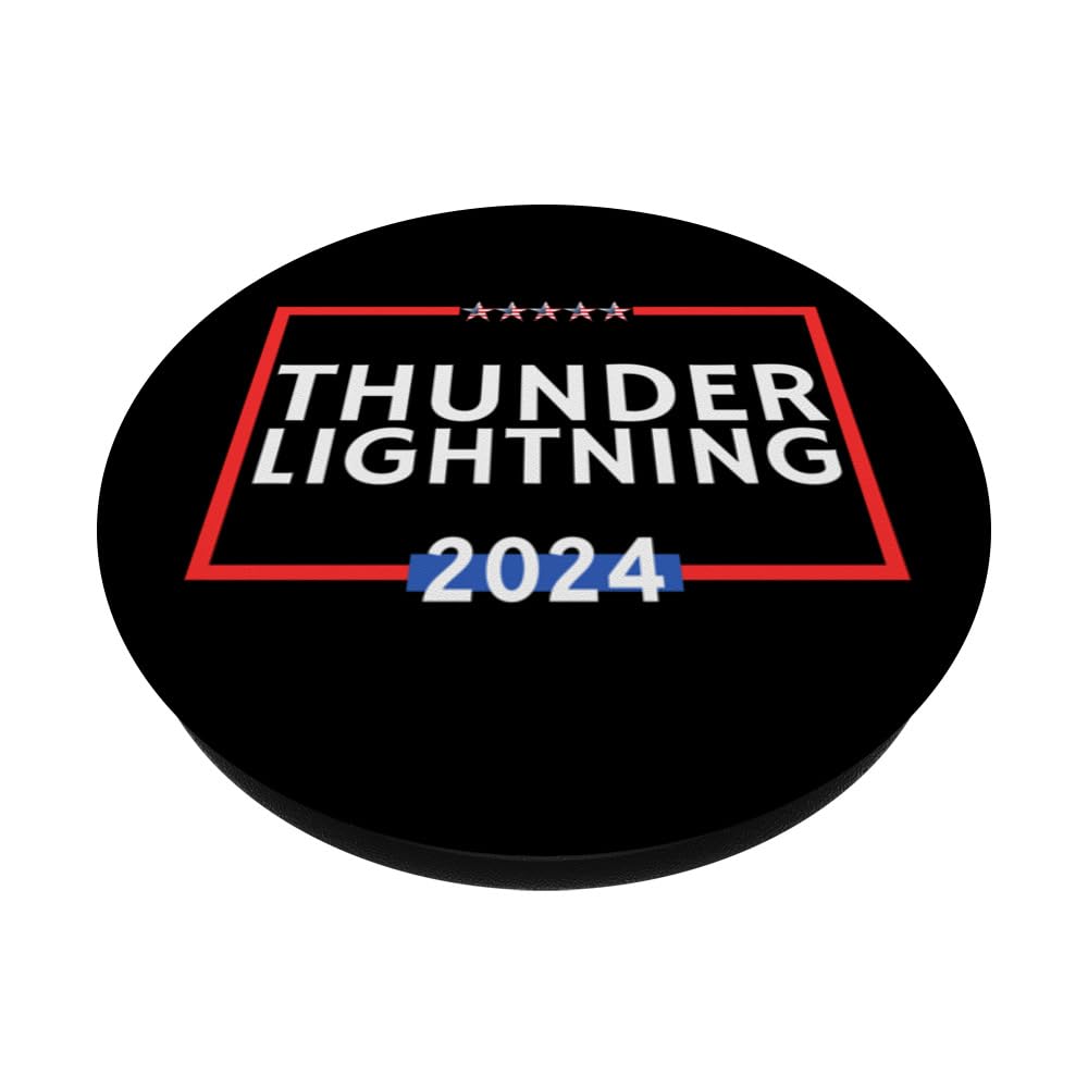 Thunder Lightning 2024 is Storm Chaser is Political Election PopSockets Swappable PopGrip, Black - Image 2