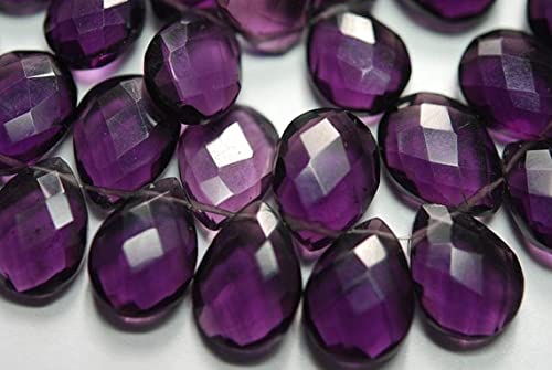 Amethyst Quartz Faceted Pear briolettes de haute joaillerie 7"