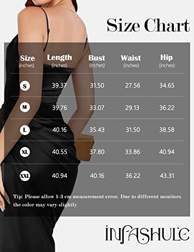 Infashule Corset Dress For Women Satin Birthday Dresses Sexy Cocktail Formal Dress Spaghetti Strap Split Bodycon Midi Dress, Black, Medium #TOP7
