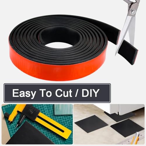 Image of Adhesive Rubber Strips with Adhesive Backing Self Stick Neoprene Solid Rubber Sheets Rolls Strips for Gaskets Pads Seals Crafts Protection (1 inch Wide x 1 /8 inch Thick x 10' Long)