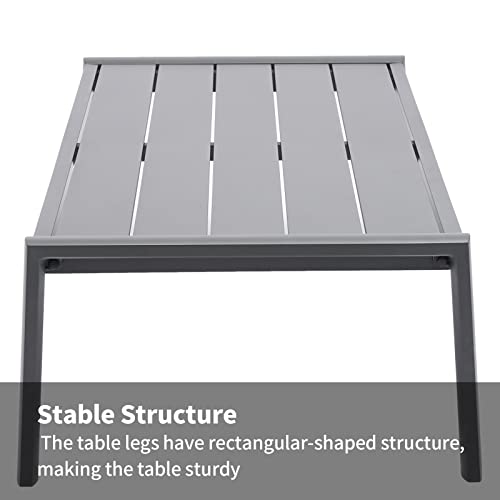 Lebenliebe Outdoor Patio Coffee Table All-Weather Aluminum Rectangle Coffee Tables For Garden Backyard Contemporary End Tables, Grey Frame #TOP6
