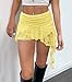 Kolagri Women's Y2k Lace Half Slip Skirt Pleated Ruffle Mini Short Skirts Layered Flowy Asymmetrical Skirts Underskirt Yellow