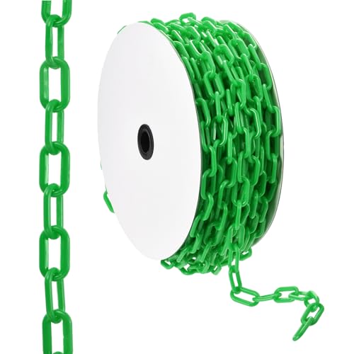 PATIKIL 100ft Plastic Barrier Chain, Safety Barrier Chain Plastic Chain Links Crowd Control Barrier for Fence Gate Garden Construction Driveway Elevator Parking Lot, Green